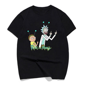 Funny Rick and Morty Middle Finger T Shirt Men Cotton 100 Tee Shirt Rick Morty Camisa Hombre Mans T-Shirt Cartoon Anime Clothing