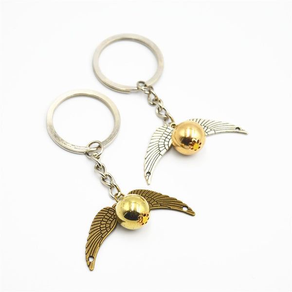 Harry Potter Quidditch Golden Snitch Ball Owl Wings Metal Pendant Keychain