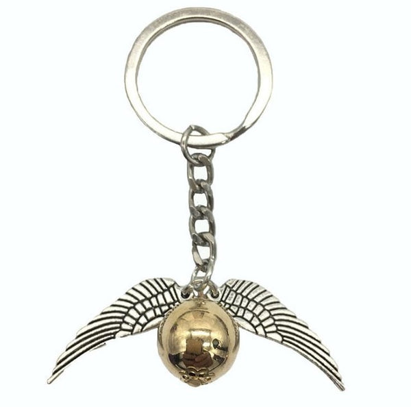 Harry Potter Quidditch Golden Snitch Ball Owl Wings Metal Pendant Keychain